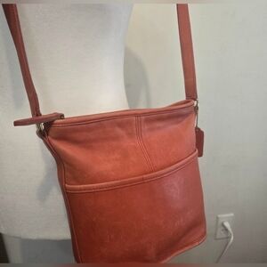 Orange Coach  Leather Shoulder Bag
